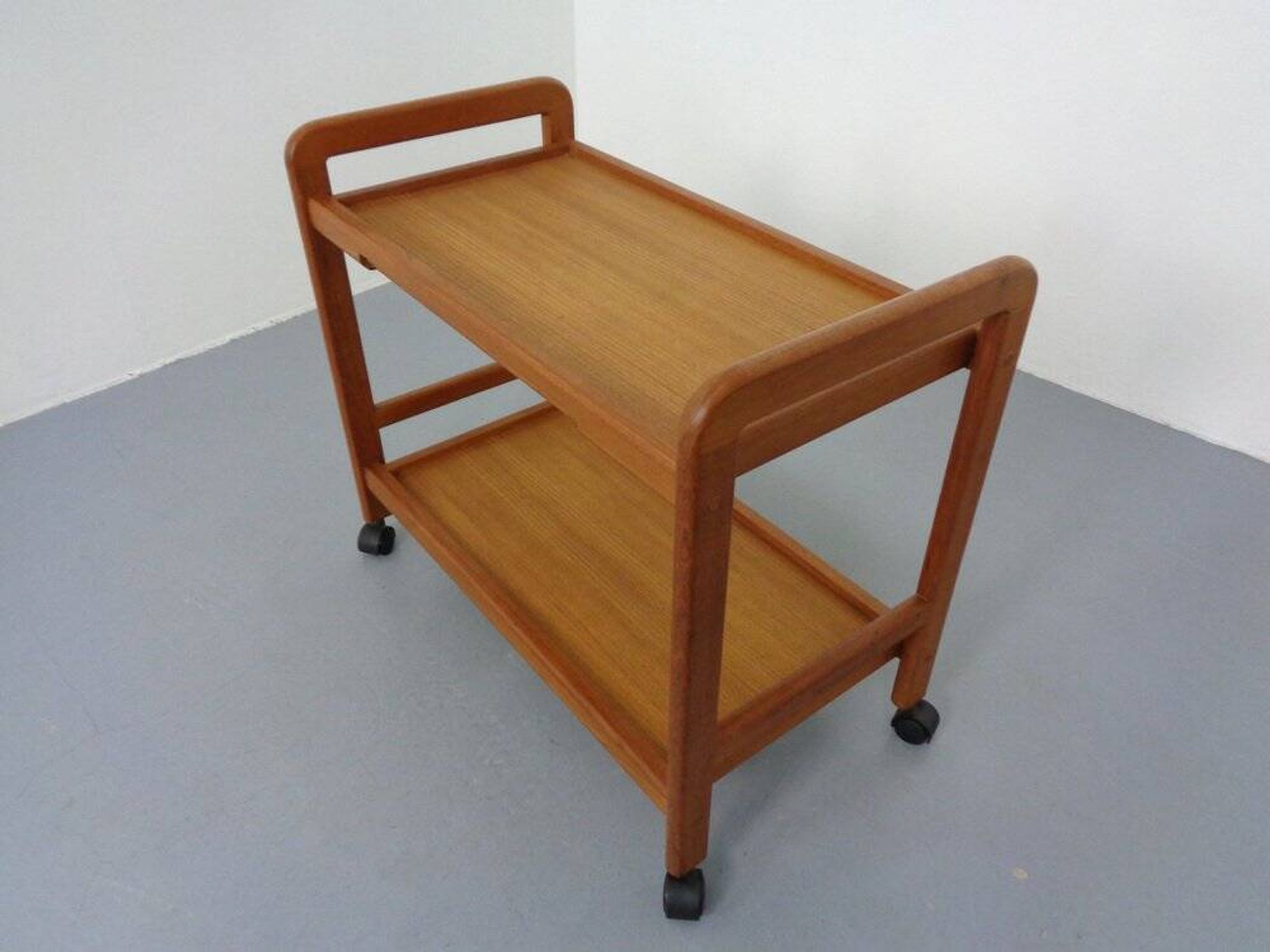 Danish Teak Bar Cart with Removable Tray, 1960s