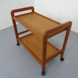 Danish Teak Bar Cart with Removable Tray, 1960s