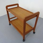 Danish Teak Bar Cart with Removable Tray, 1960s