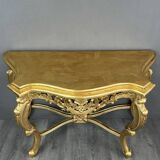 Elegant Golden Console With Carved Details 20th Century