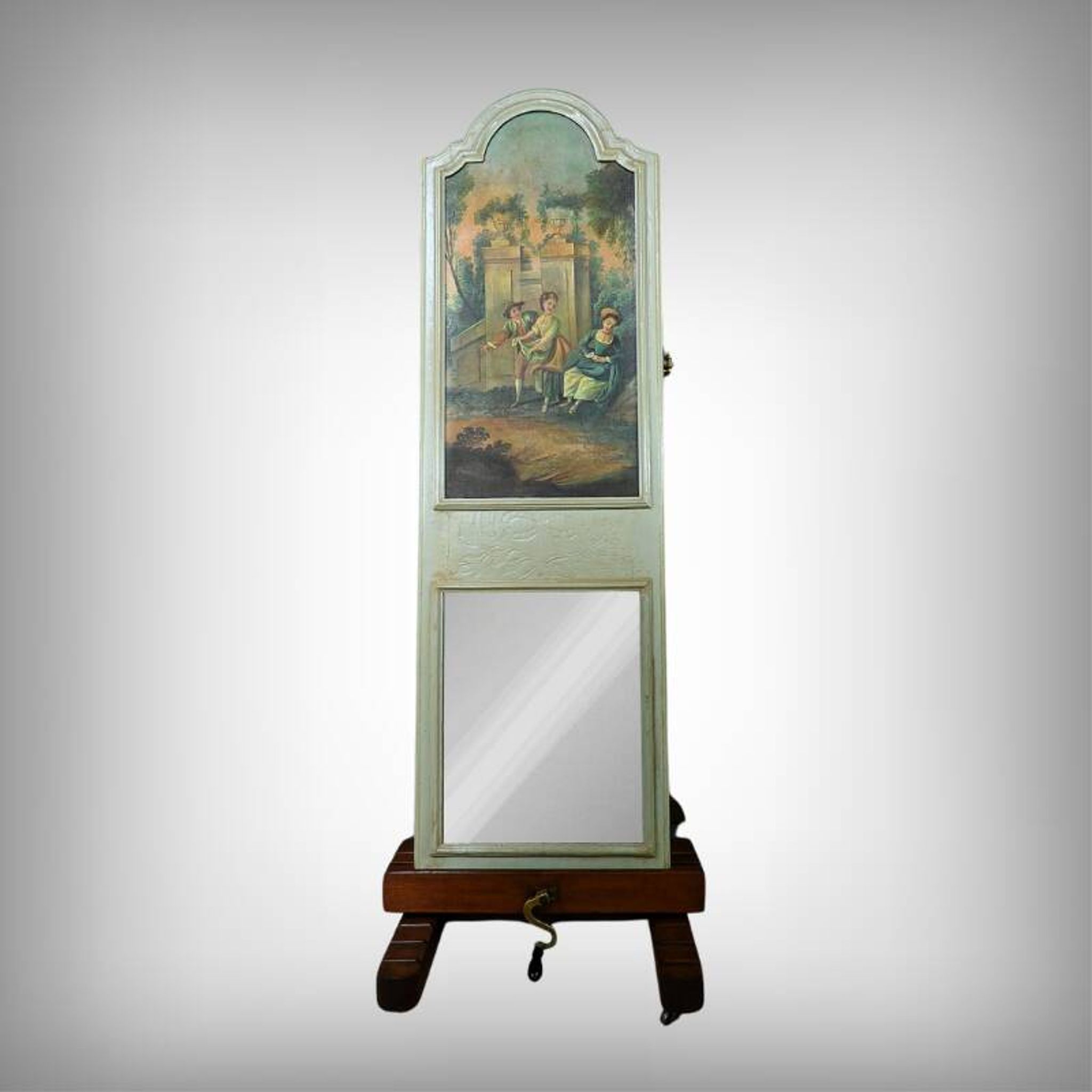Painted wooden trumeau mirror, Louis XV style – first part of the 20th century