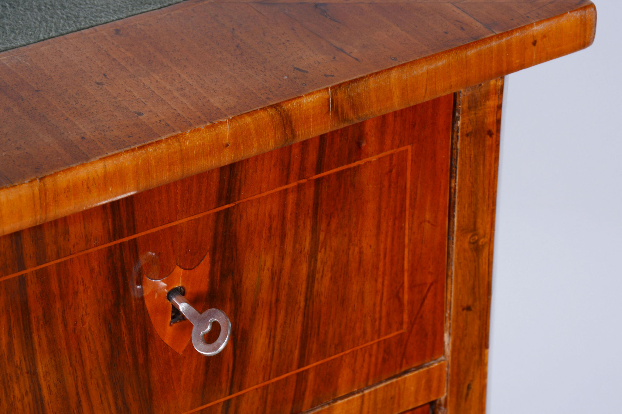 Restored biedermeier walnut writing desk, revived polish, czechia, 1830s