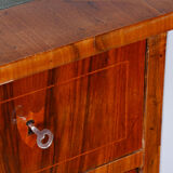 Restored biedermeier walnut writing desk, revived polish, czechia, 1830s