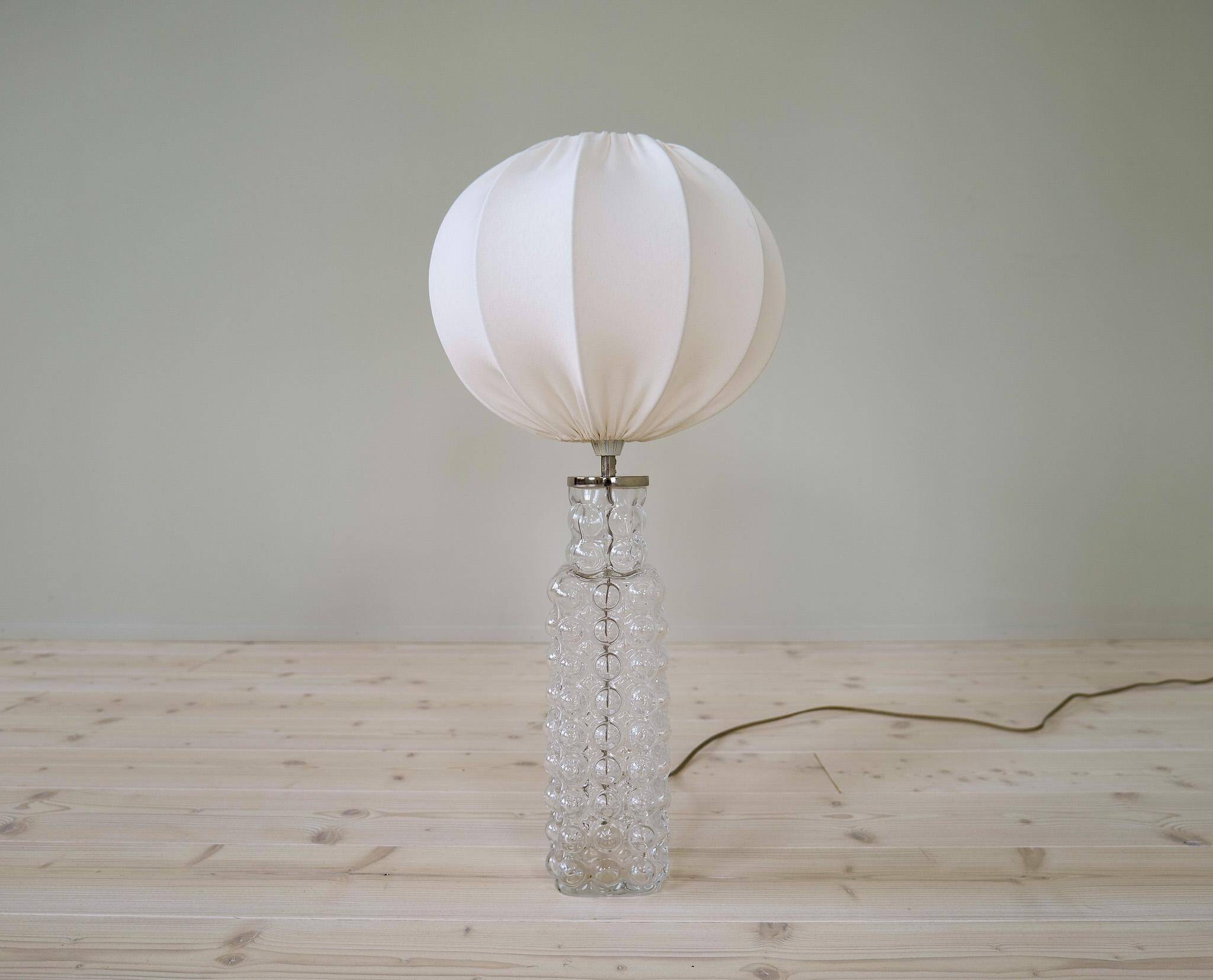 Rare mid-century modern crystal drop table lamp by Orrefors, designed by Carl Fagerlund.
