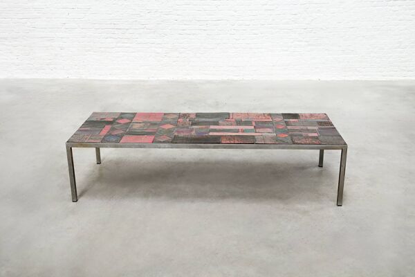 Table basse en carreaux de céramique par Pia Manu, Belgique années 1960