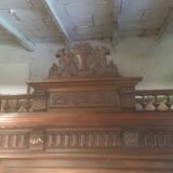 Henri II style beveled mirror in walnut