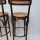 4 curved wood and cane bar stools