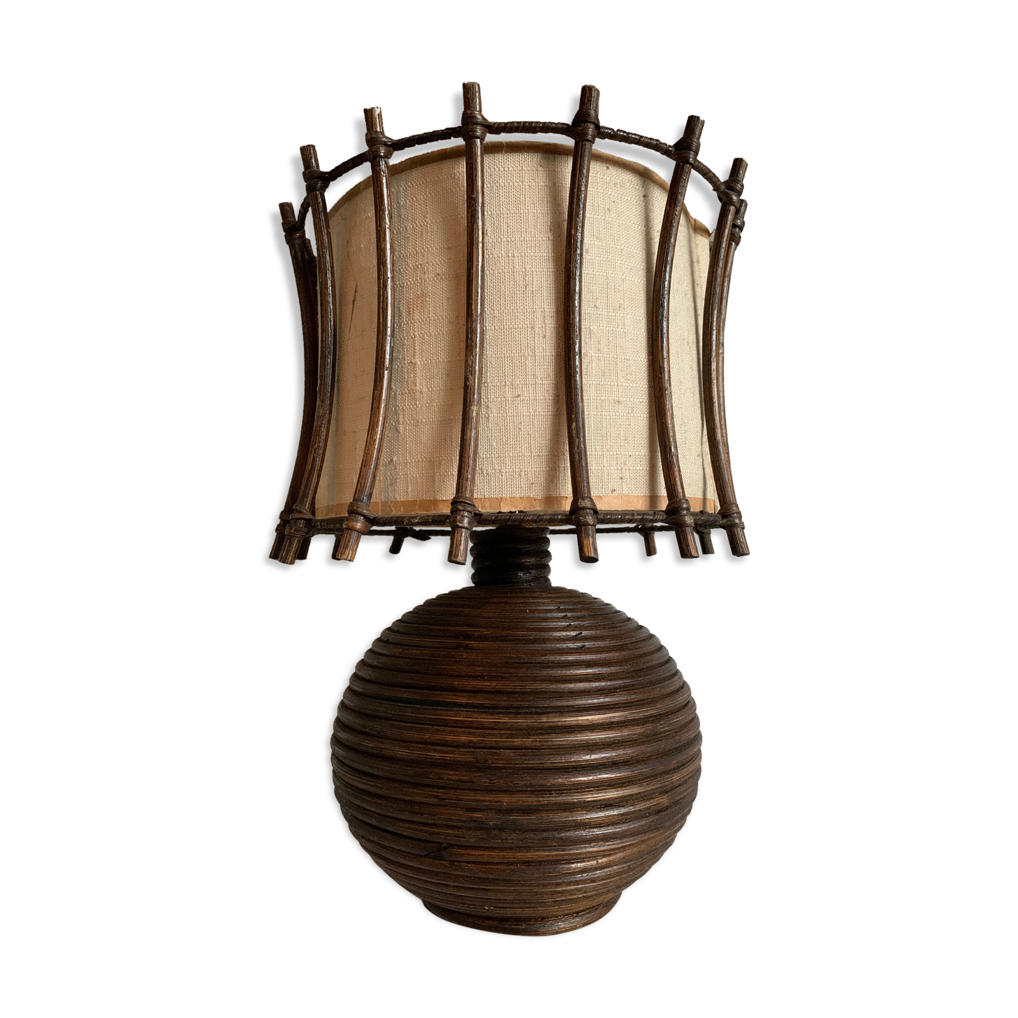 Rattan lamp with original lampshade, 1960
