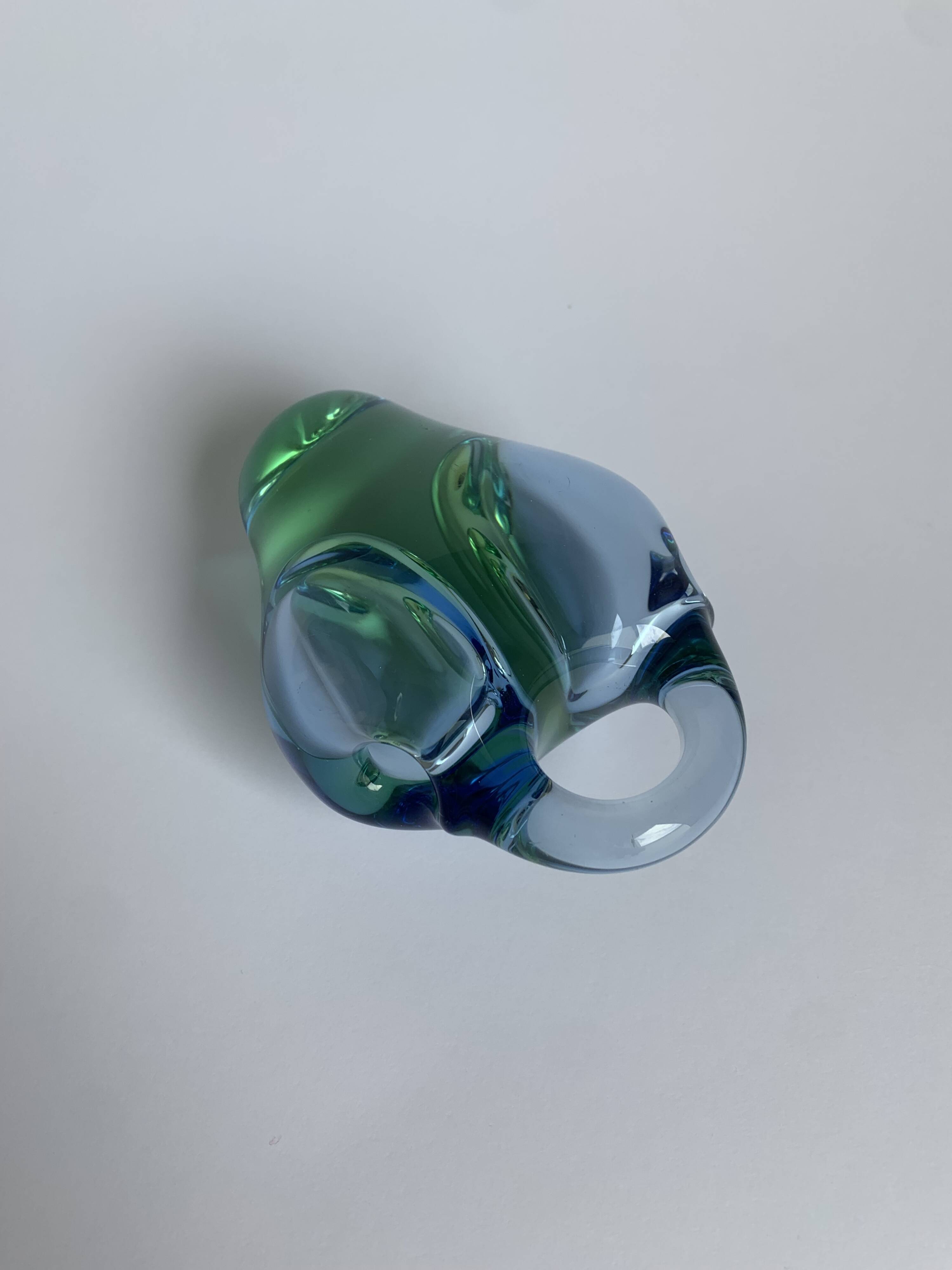 Art Glass Bowl in Blue by Jan Beranek for Skrdlovice, Czechoslovakia