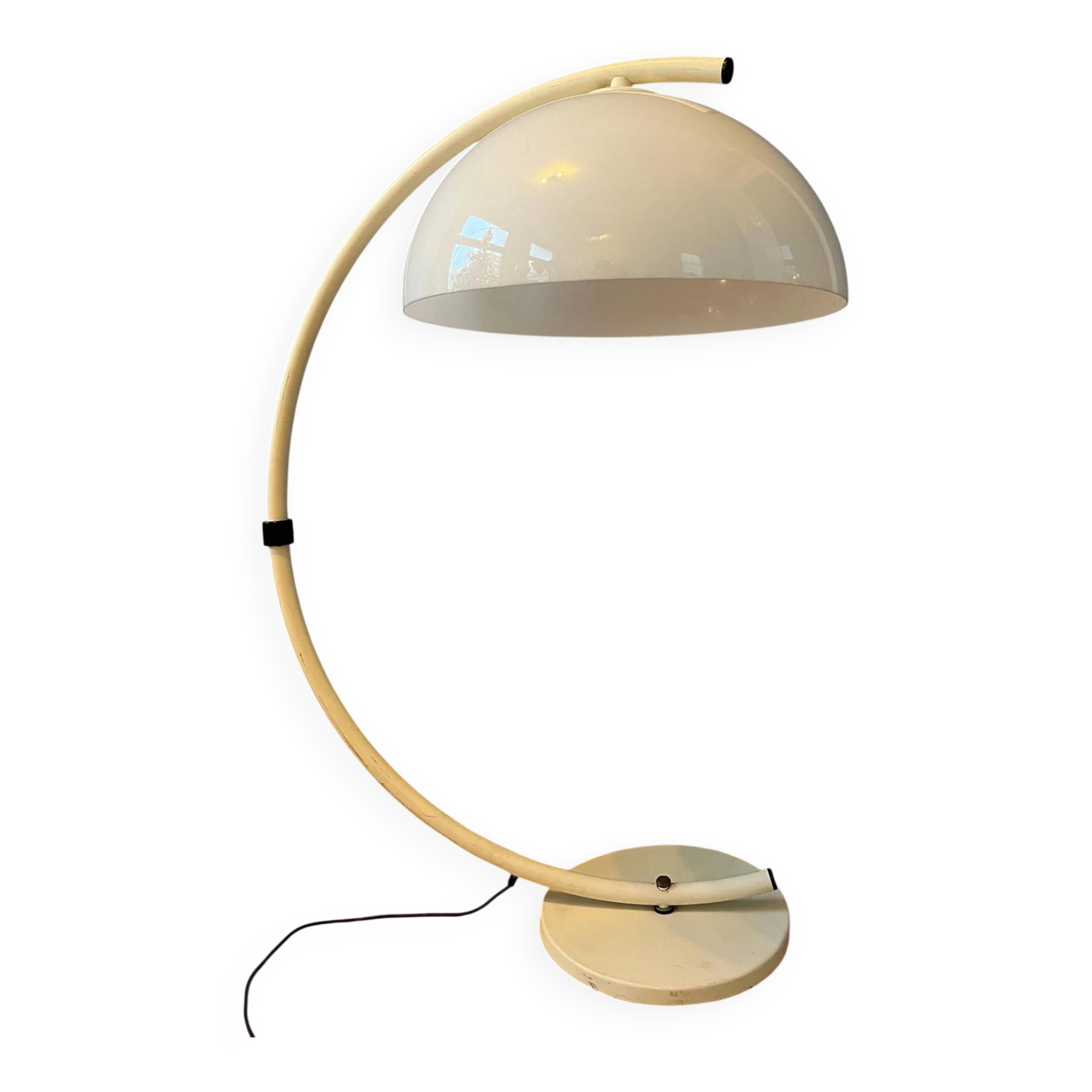 White mid-century Dijkstra flexible snake mushroom floor lamp