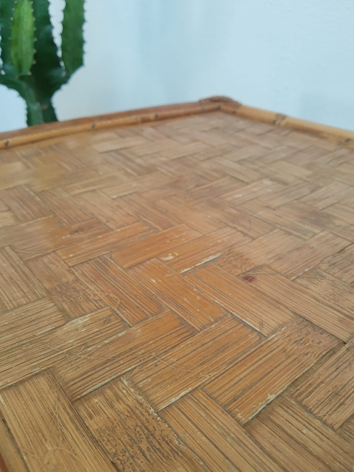 Square bamboo coffee table 70s - vintage