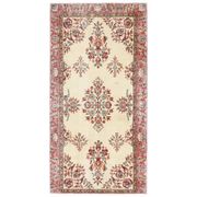 Tapis de sol turc Oushak fait main en laine et coton beige des années 1970 103x206