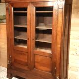 Bibliothèque vitrine empire d'époque en noyer massif
