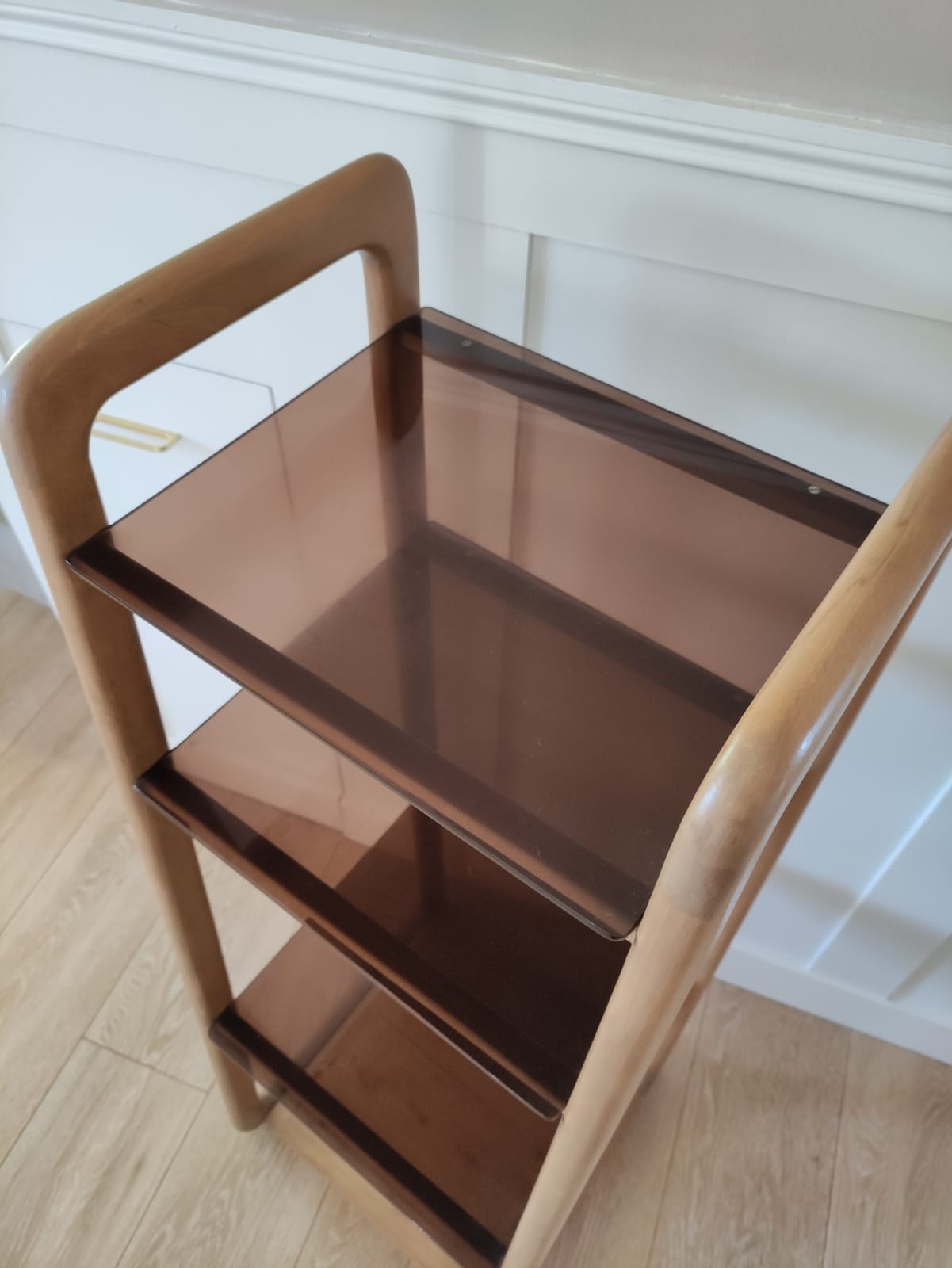 Scandinavian shelf in wood and plexiglass 70s