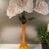 Vase soliflore orange et jaune vintage, signé