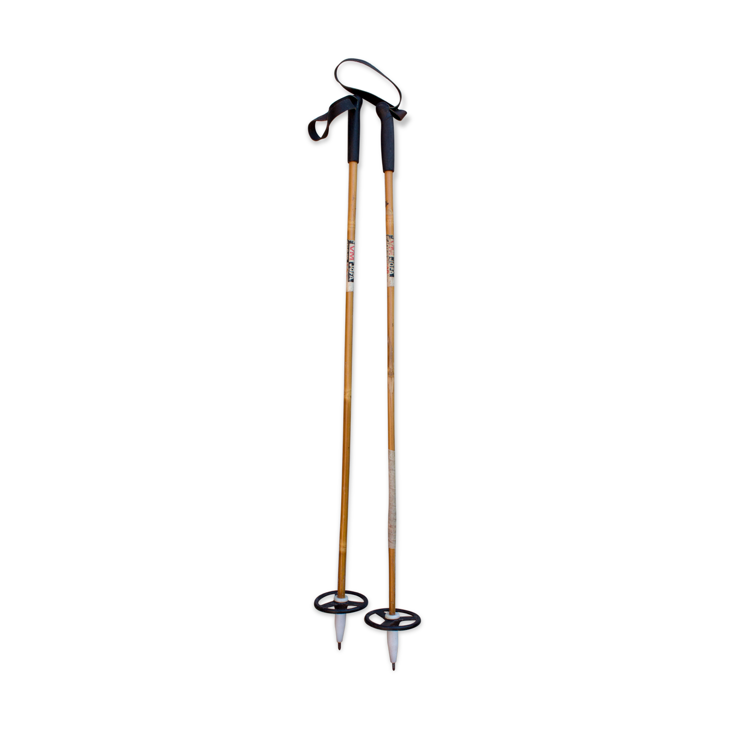 Vieille paire de bâtons de ski and bamboo 90 cm haute