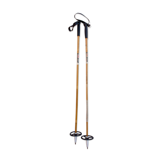 Vieille paire de bâtons de ski and bamboo 90 cm haute
