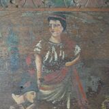 Painting on carved wood panel