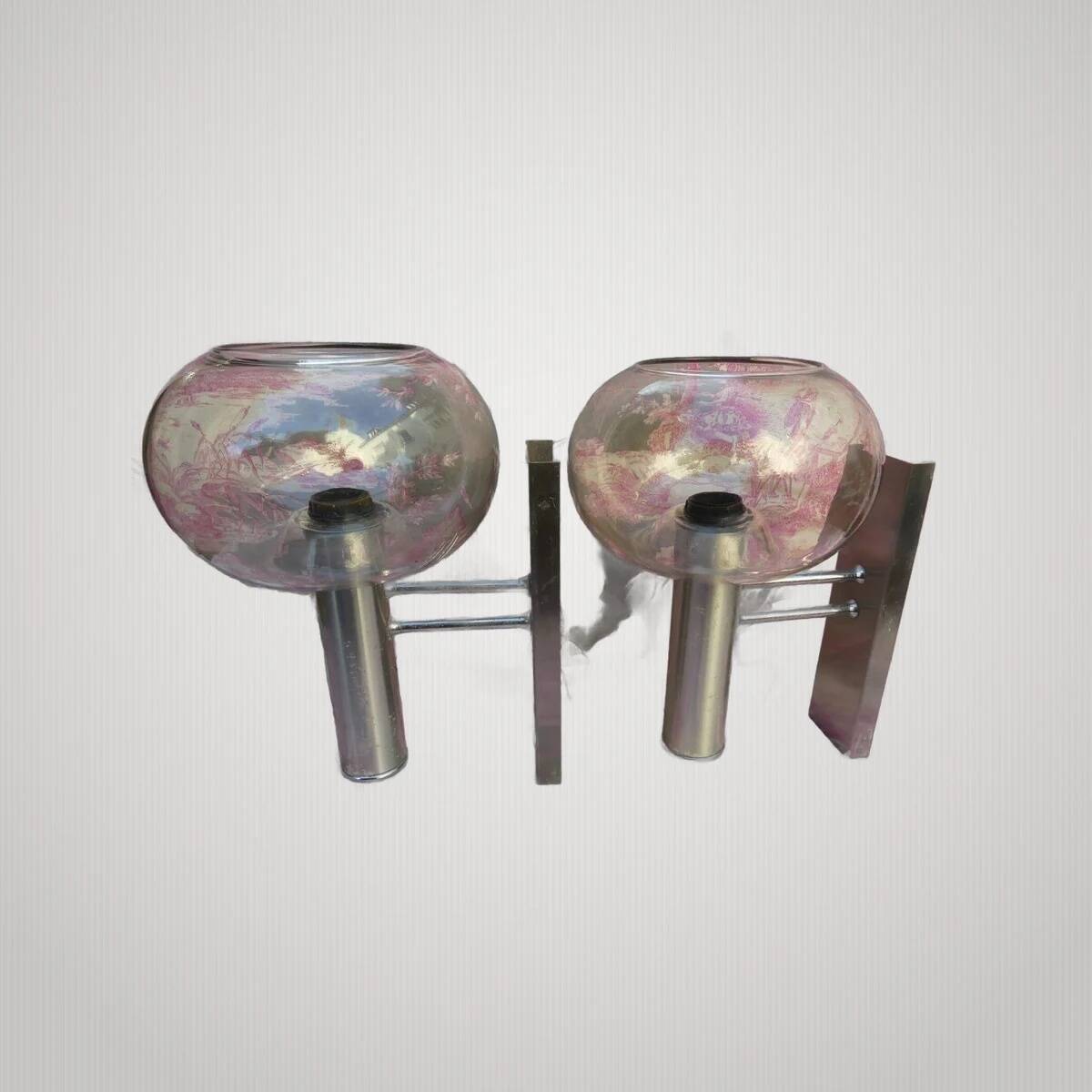 Vintage wall light pair gaetano sciolari guzzini arlus maison charles desi