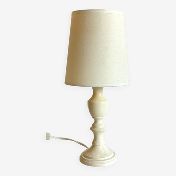 Vintage White-Cream Lacquered WOOD LAMP