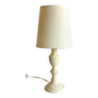 Vintage White-Cream Lacquered WOOD LAMP