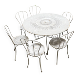 Garden table + 6 antique chairs