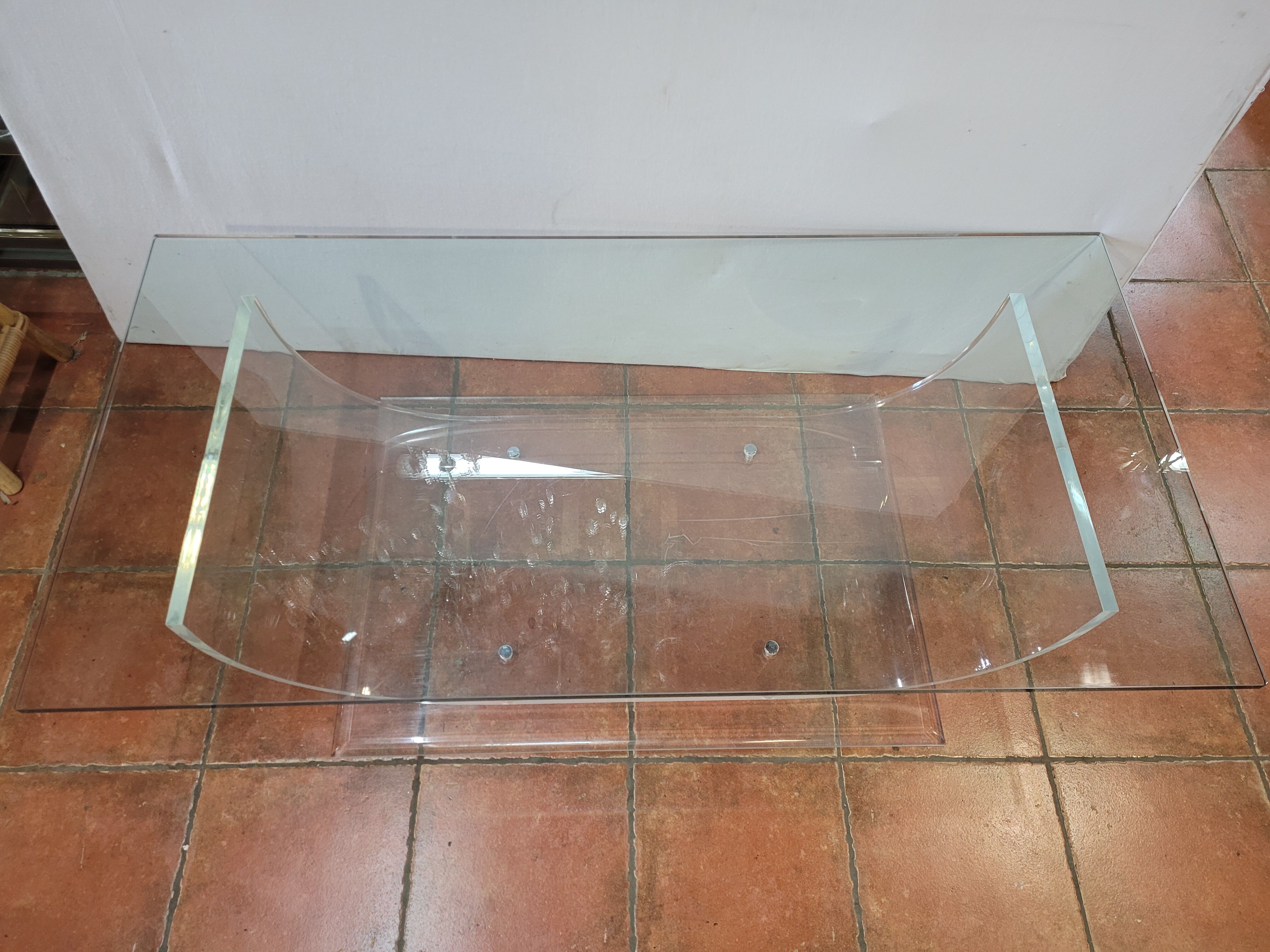 Plexiglas coffee table glass top from the 70s, 140×70cms
