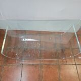 Table basse en plexiglas dessus verre des années 70, 140×70cms