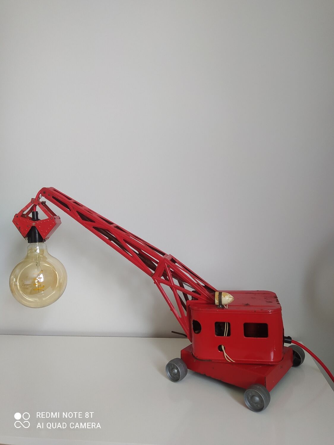 Vintage old metal toy lamp with bulbs