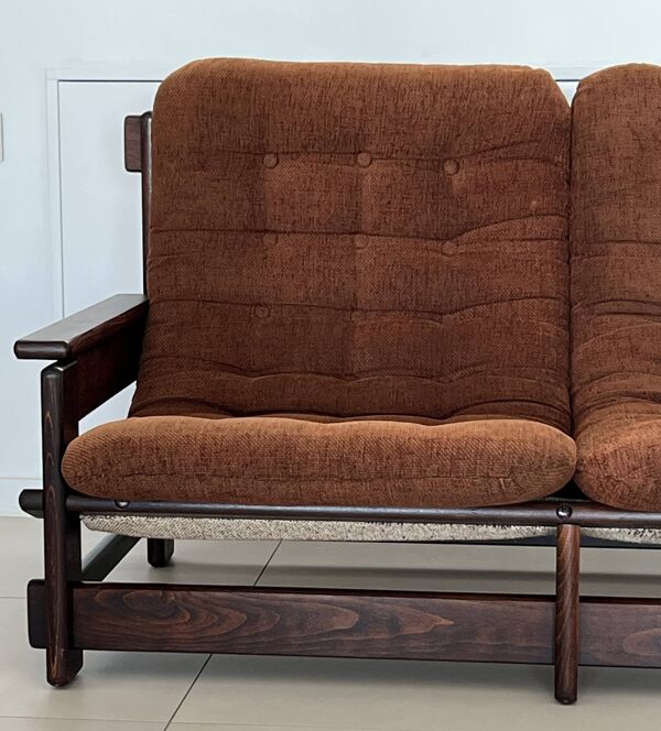 Canapé scandinave deux places en chêne, années 60