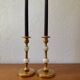 60s gold alabaster metal candlesticks