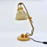 Lampe articulée en bois et corde, années 70