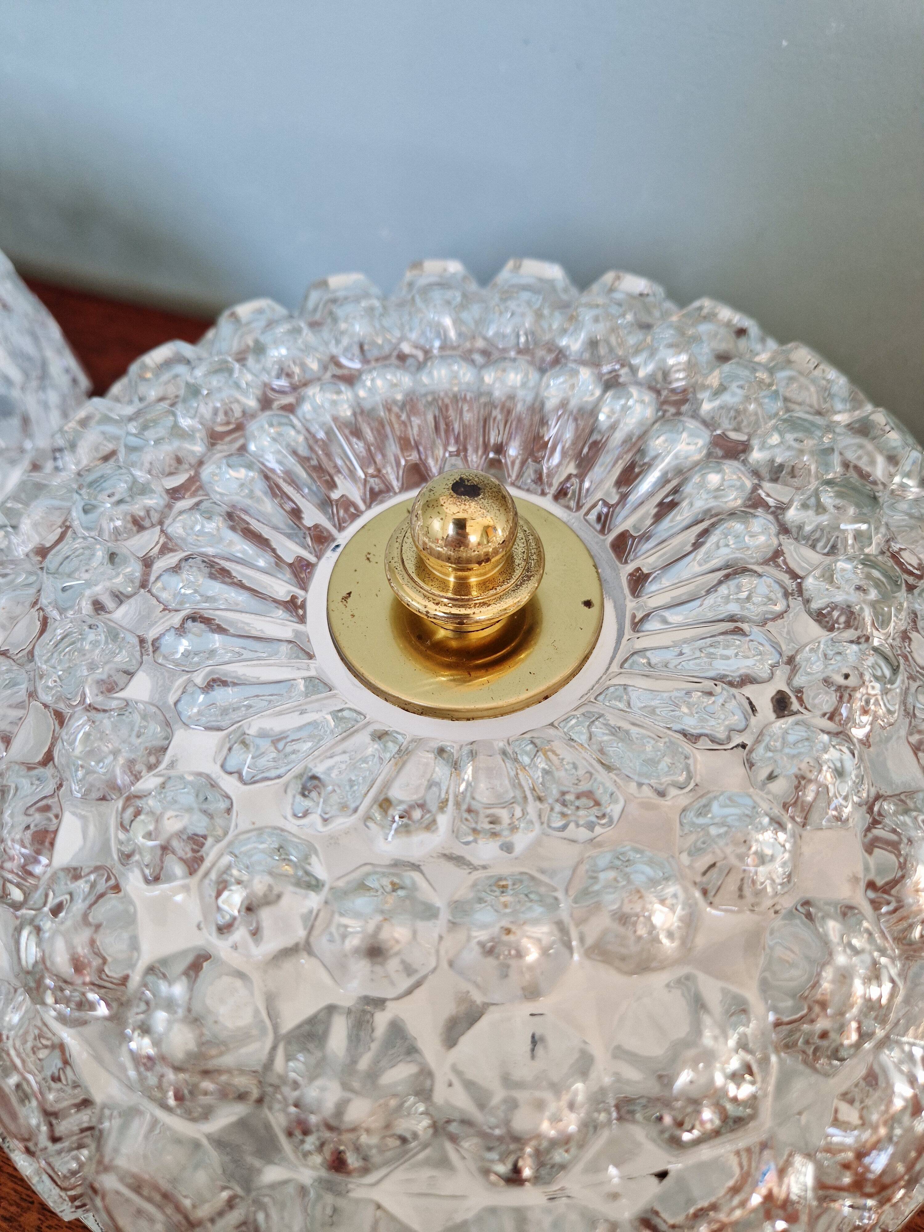 Pair of transparent honeycomb glass ceiling lights, Limburg, 1970