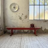 1950s oak bench with red patina, 2m