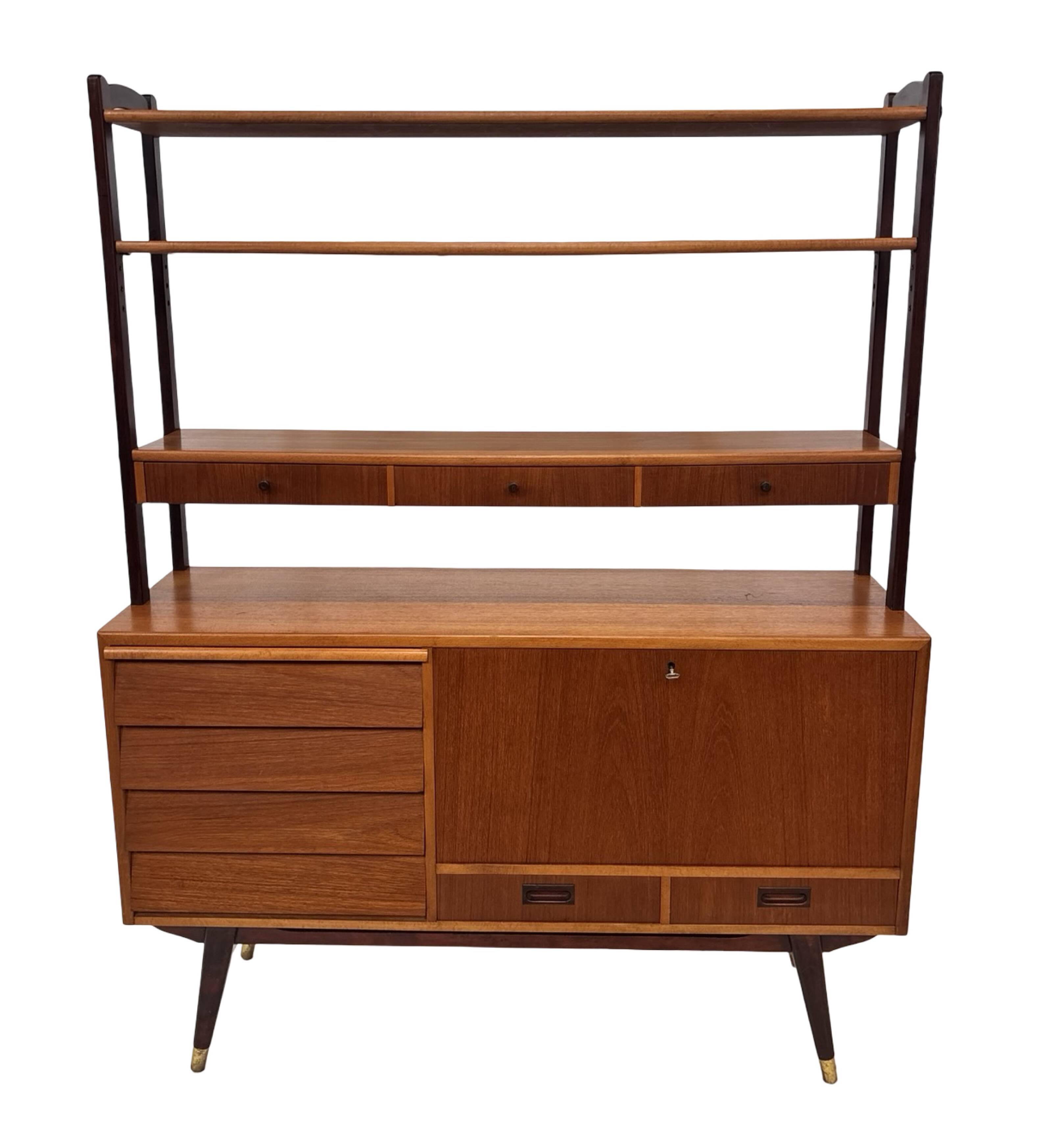 Vintage Wall Unit Bookcase Sweden Teak Design