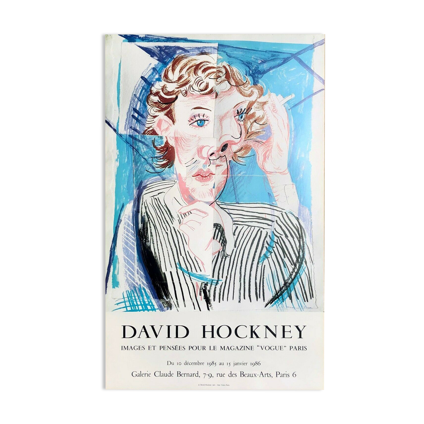 David Hockney  vintage offset lithograph, picasso styled for vogue