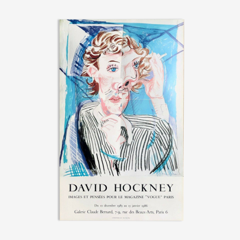 David Hockney  vintage offset lithograph, picasso styled for vogue