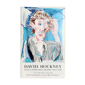 David Hockney  vintage offset lithograph, picasso styled for vogue