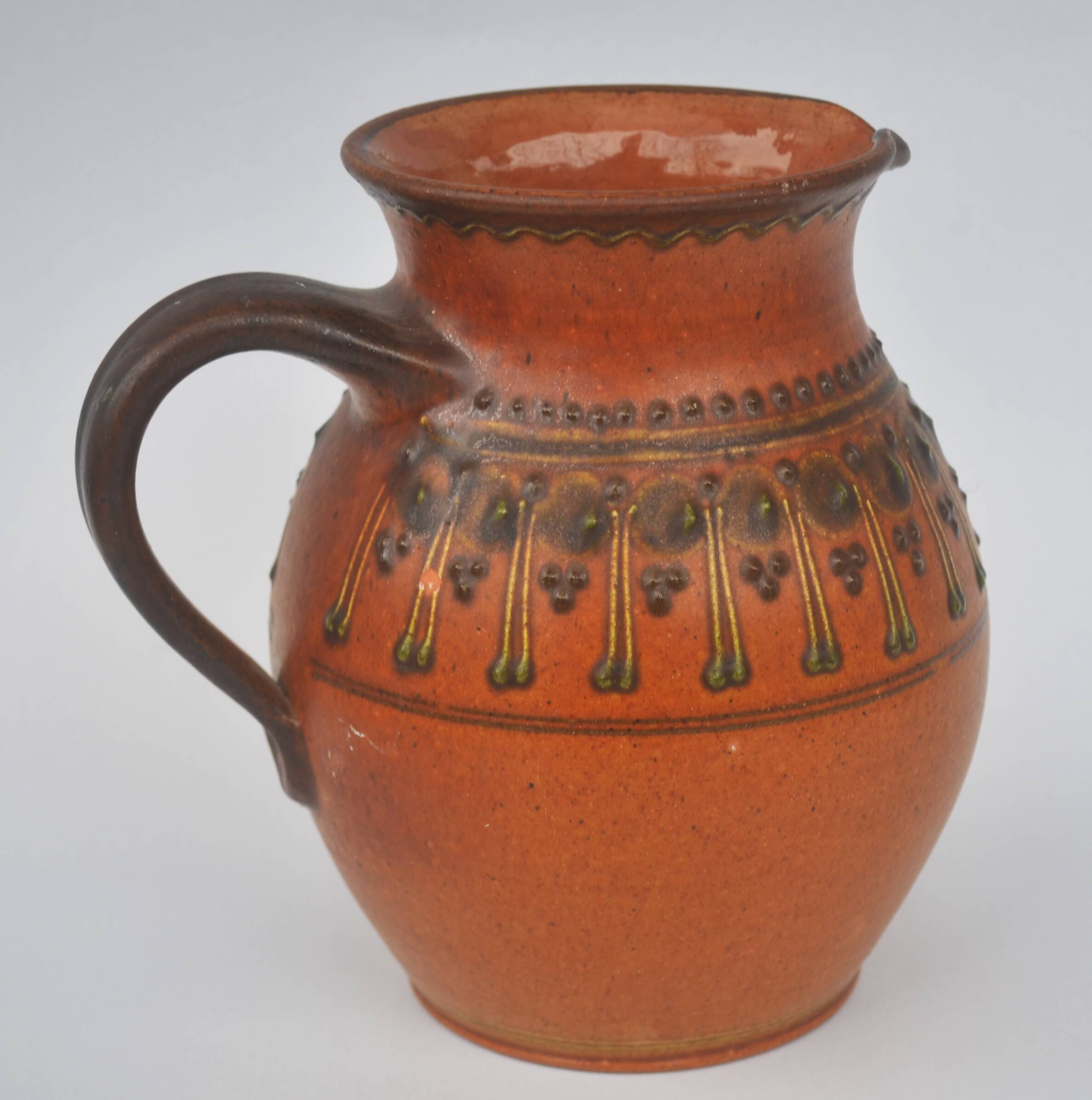 Gerhard Bauer Design Hand painted ceramic jug  18cm tall