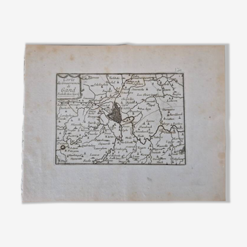 Gravure sur cuivre XVIIème siècle  "Carte du gouvernement de Gand"  Par Pontault de Beaulieu