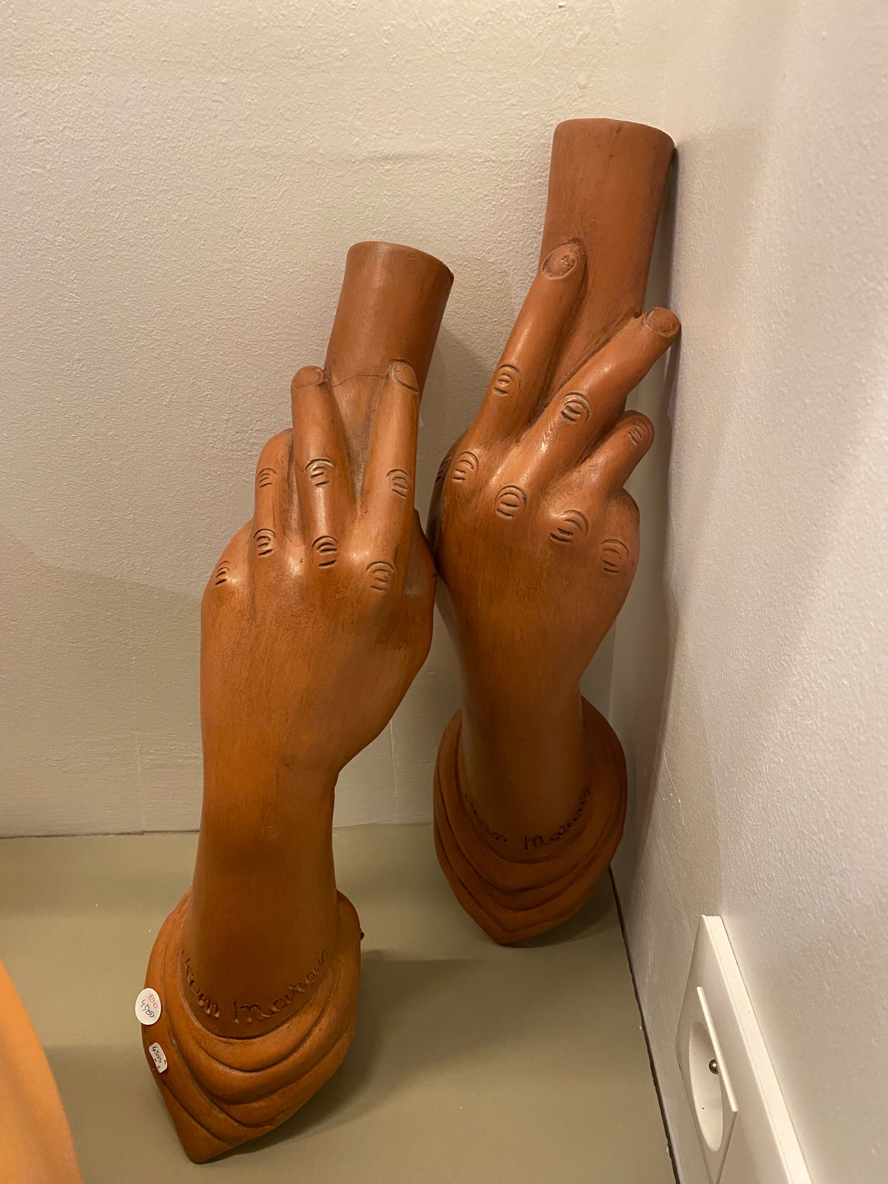 Pair of Jean Marais ceramic wall lamps