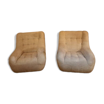 2 vintage 70s wool armchairs/fireside chairs