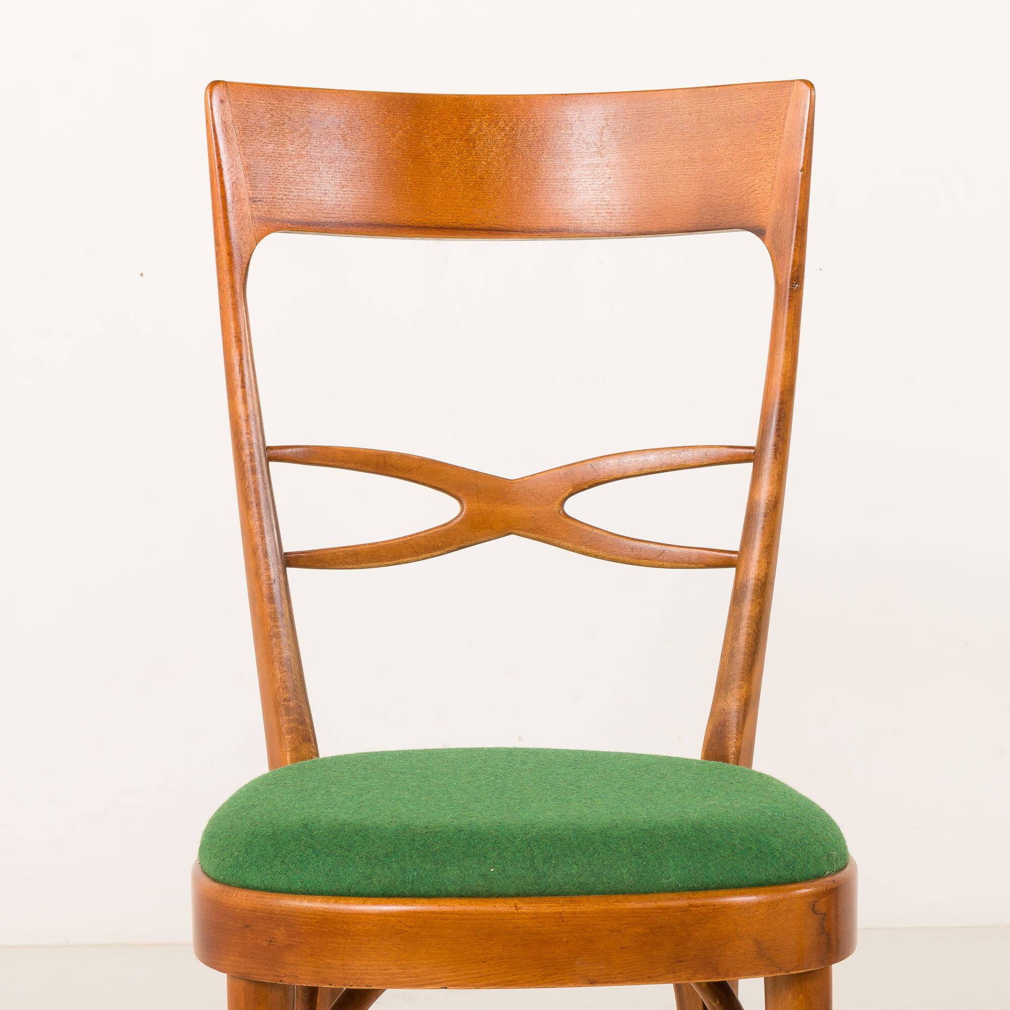 Italian mid-century chairs in walnut and wool
