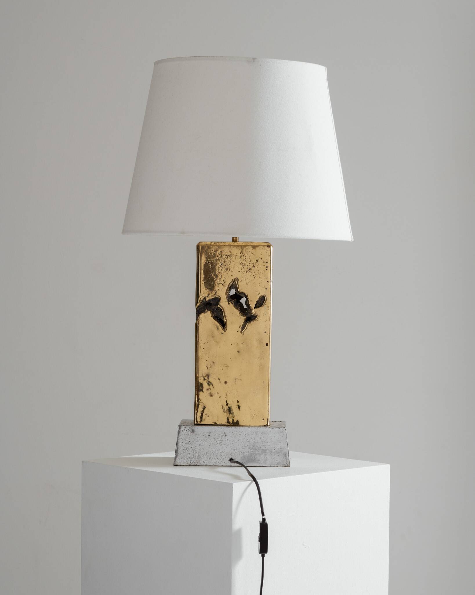 BRUTALIST BRONZE LAMP, DAVID MARSHALL, 1980s