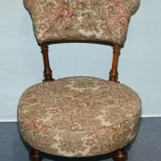 Antique Victorian Nursing Chair in Tapestry with Floral Decoration