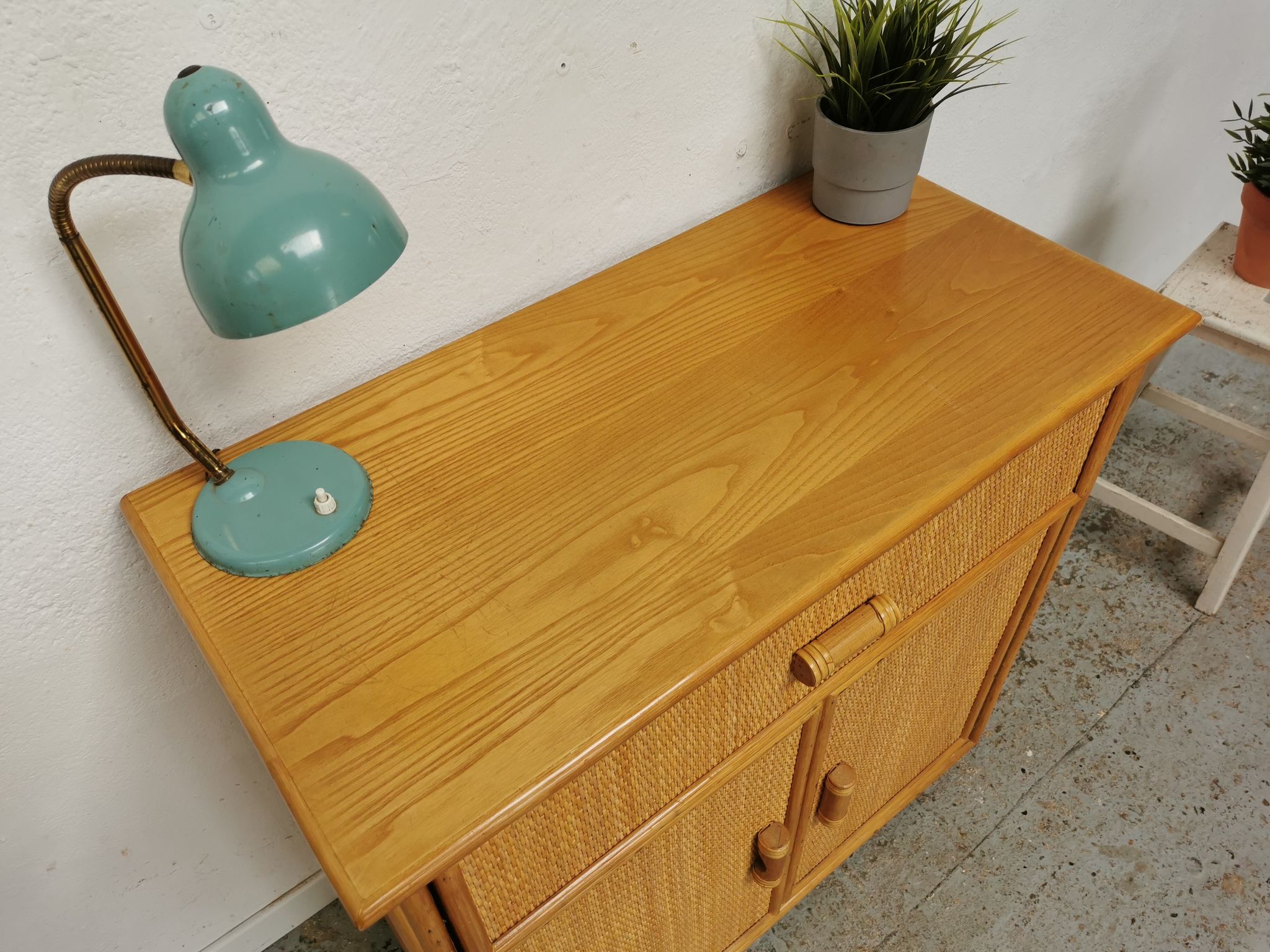 Buffet vintage en rotin Roche Bobois