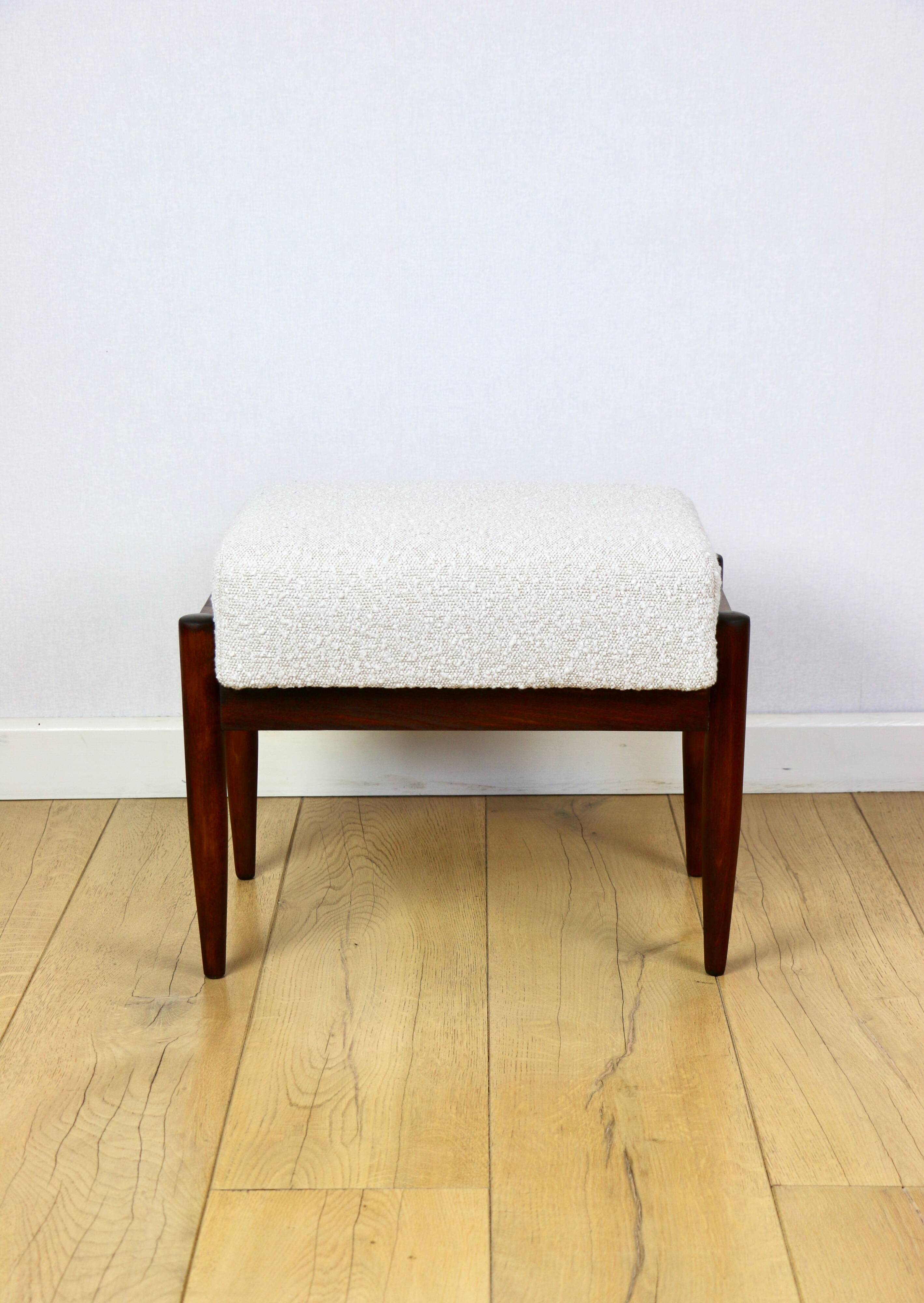 Edmund Homa stool, cream ivory white boucle seat - 2 pieces available