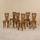 Ensemble de 6 chaises en noyer massif, France, 1970's