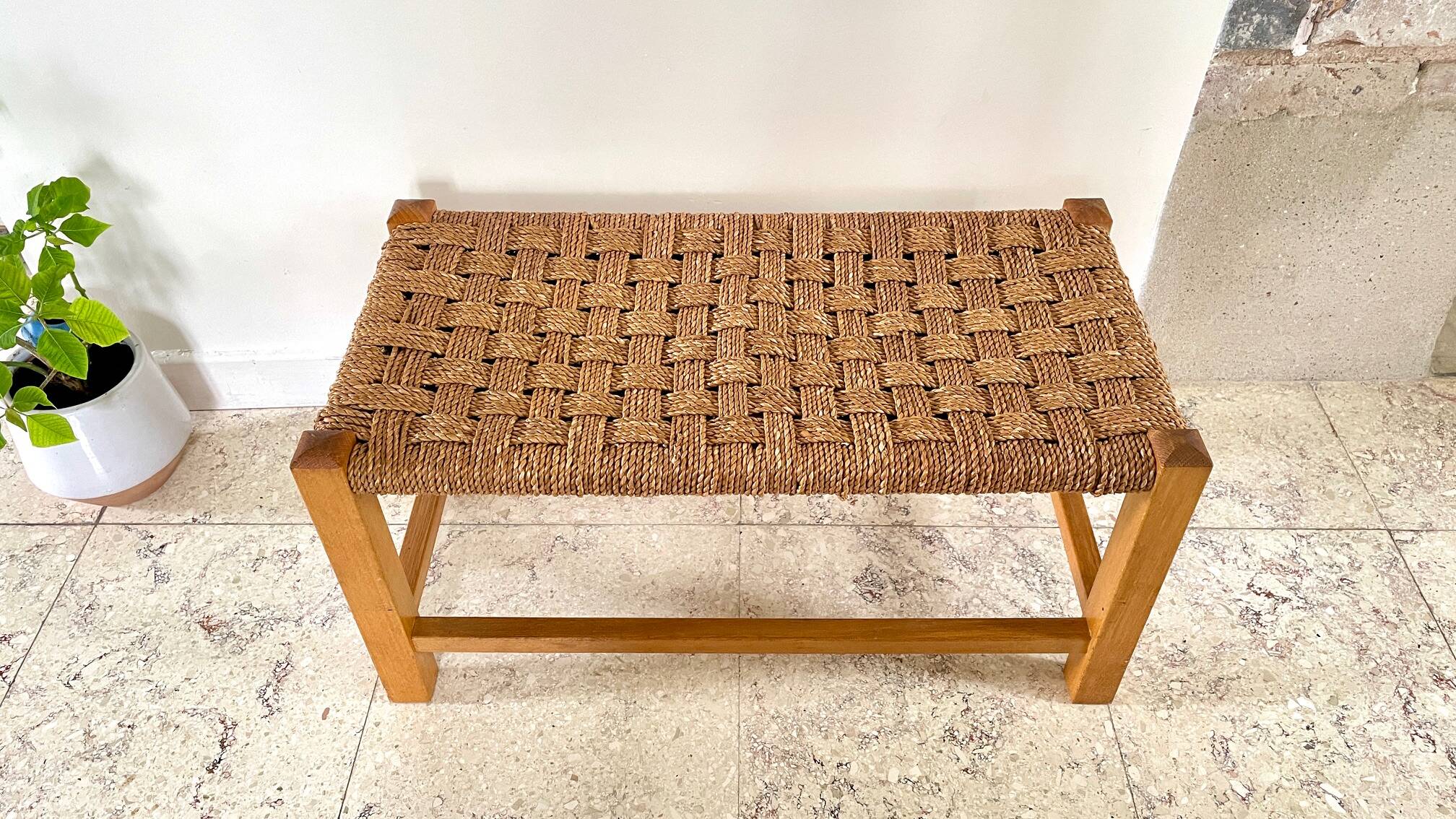 Stool bench wood and rope vintage bohemian spirit
