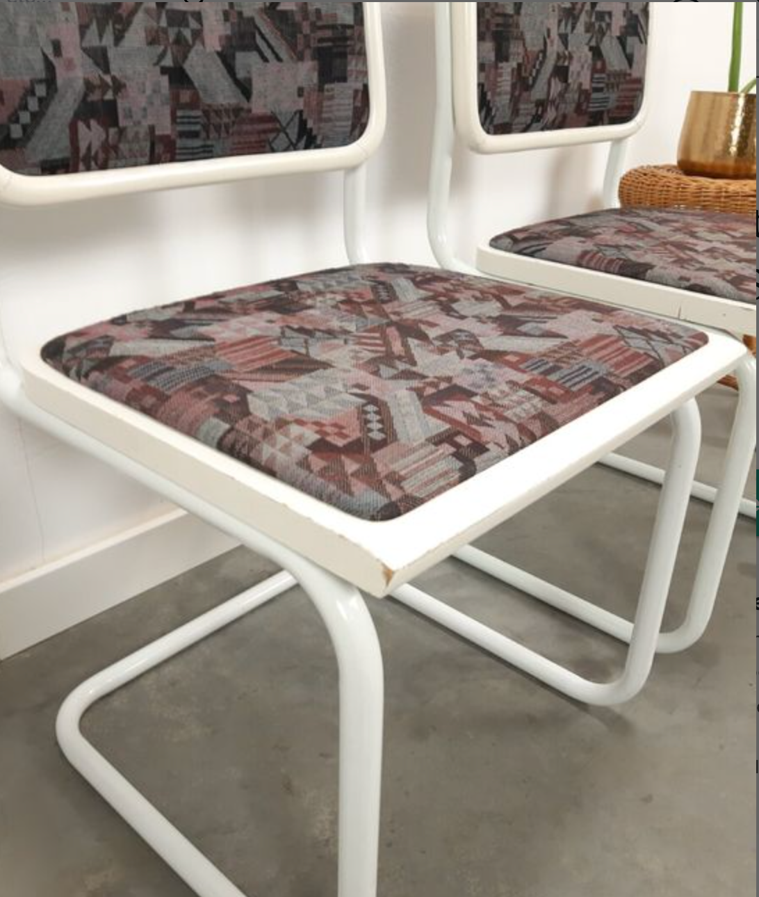 Pair of vintage tubular frame dining chairs